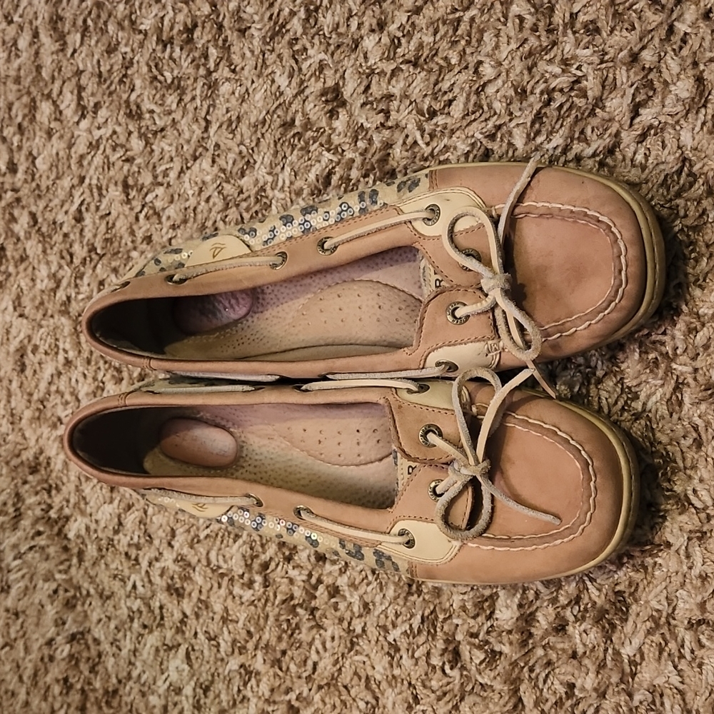 Sperry Cheetah Sequin Top Slider Boat Shoes